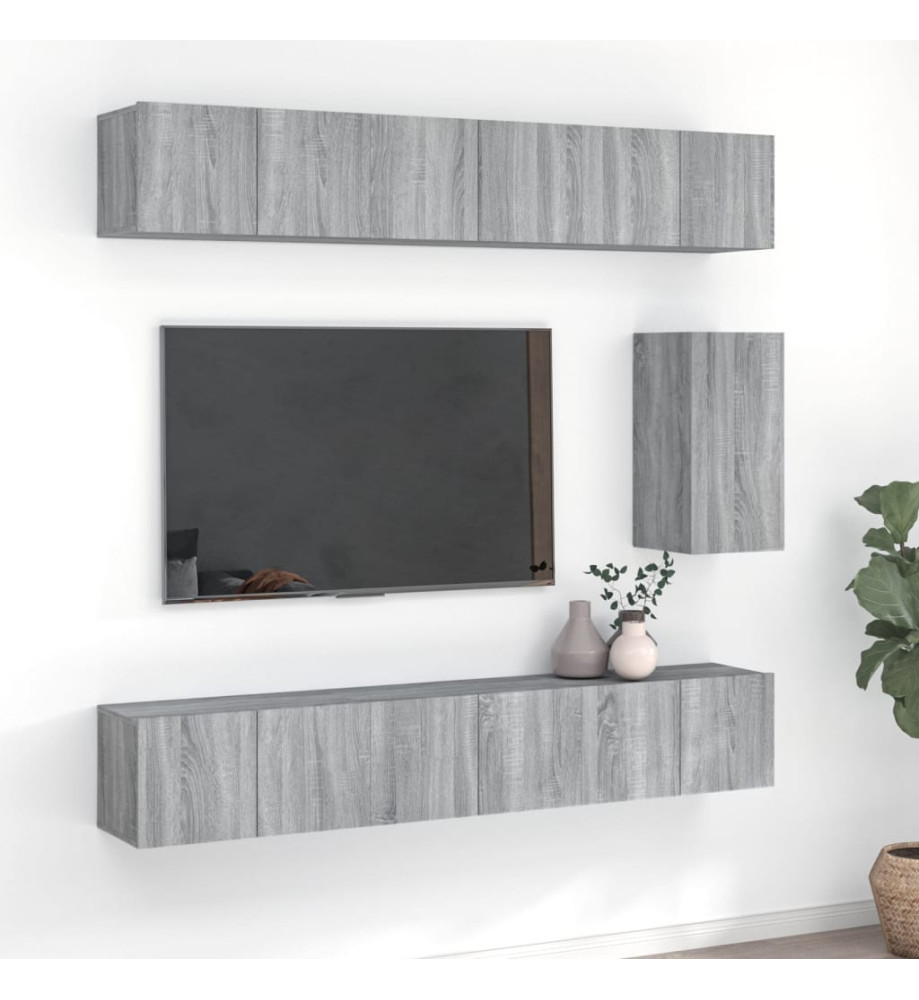 Ensemble de meubles TV 7 pcs Sonoma gris Bois d'ingénierie