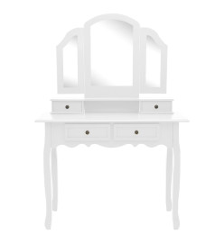 Ensemble de coiffeuse et tabouret Blanc 100x40x146 cm Paulownia