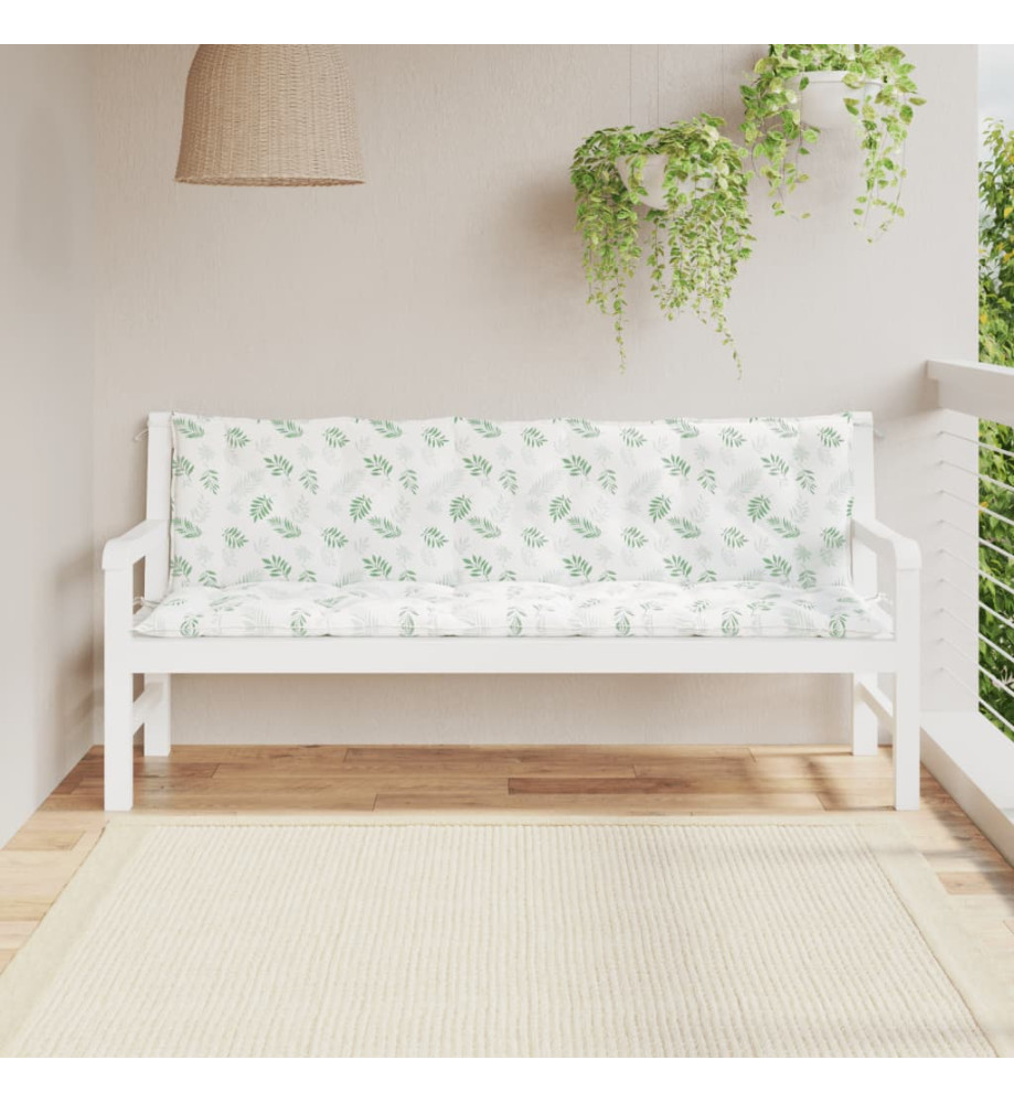 Coussins de banc de jardin 2 pcs motif de feuilles tissu Oxford