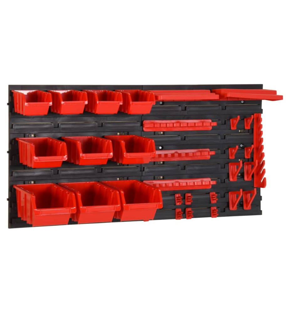 Ensemble d'étagères d'atelier 35 pcs Rouge et noir 77x39 cm PP