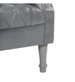 Fauteuil Gris Cuir véritable de chèvre