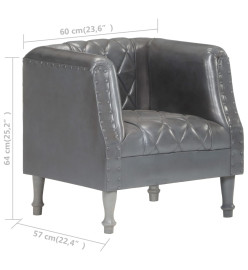 Fauteuil Gris Cuir véritable de chèvre