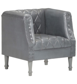 Fauteuil Gris Cuir véritable de chèvre