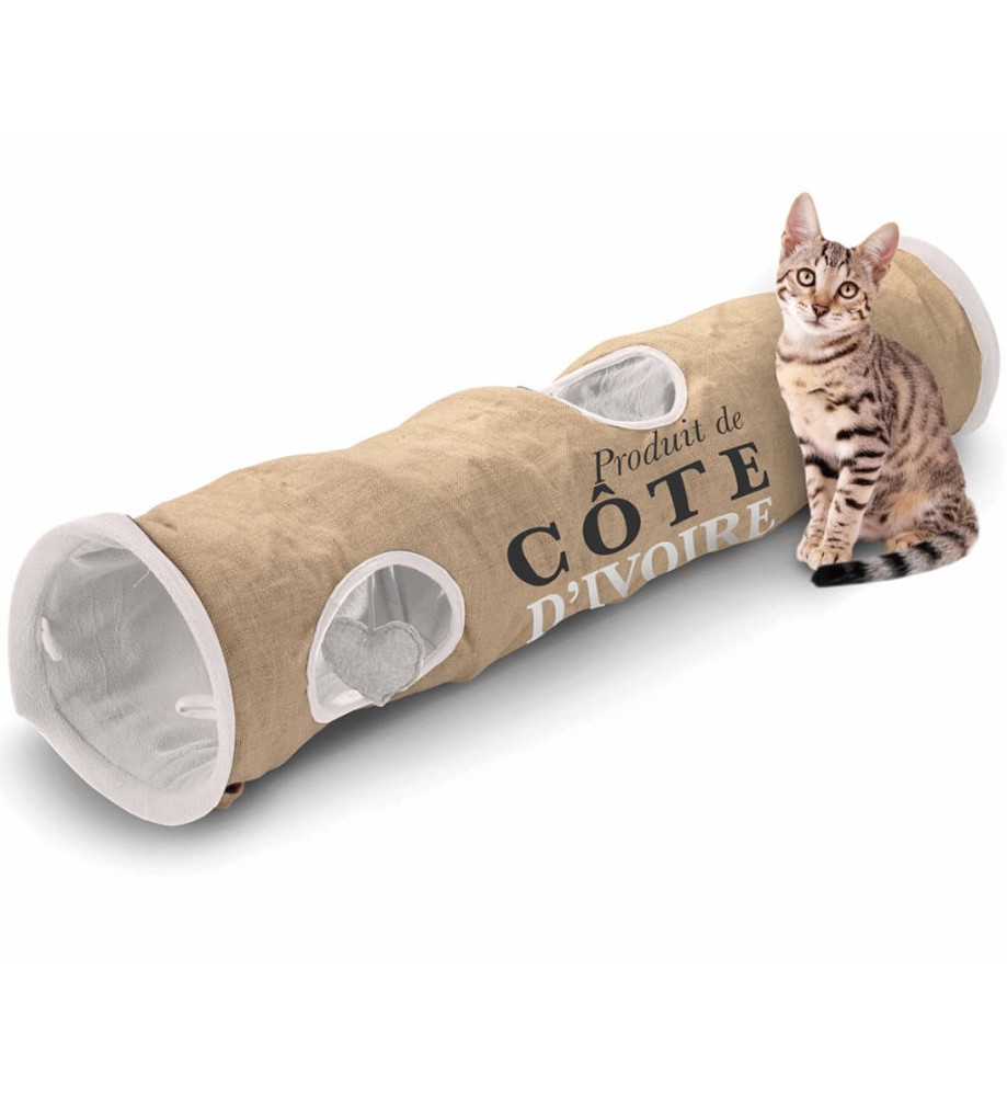 D&D Tunnel pour chat Côte d'Ivoire 25x120cm Marron et Blanc 434/436448