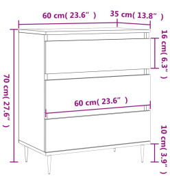 Buffet Chêne fumé 60x35x70 cm Bois d'ingénierie