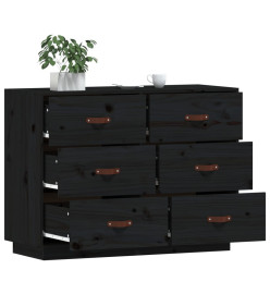 Buffet Noir 100x40x75 cm Bois massif de pin