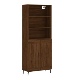 Buffet haut Chêne marron 69,5x34x180 cm Bois d'ingénierie