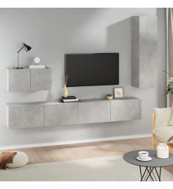 Ensemble de meubles TV 4 pcs Gris béton Bois d'ingénierie