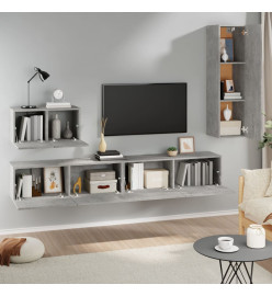 Ensemble de meubles TV 4 pcs Gris béton Bois d'ingénierie