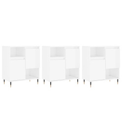 Buffets 3 pcs blanc brillant bois d'ingénierie