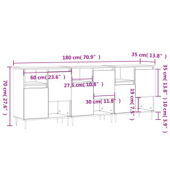 Buffets 3 pcs blanc brillant bois d'ingénierie