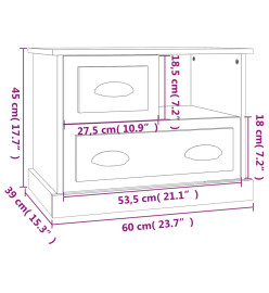 Table de chevet gris béton 60x39x45 cm