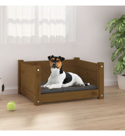 Lit pour chien Marron miel 55,5x45,5x28 cm Bois massif de pin