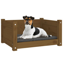 Lit pour chien Marron miel 55,5x45,5x28 cm Bois massif de pin