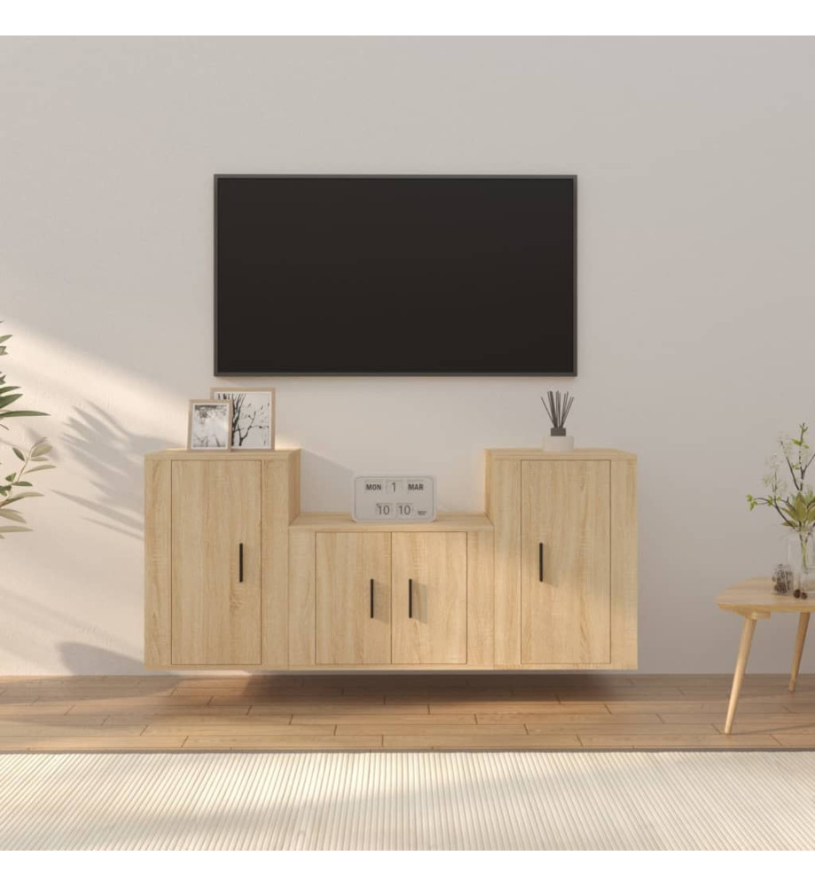 Ensemble de meubles TV 3 pcs Chêne sonoma Bois d'ingénierie