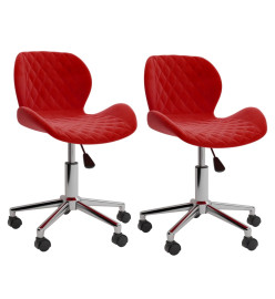 Chaises pivotantes salle à manger 2 pcs Rouge bordeaux Velours