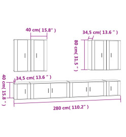 Ensemble de meubles TV 8 pcs Chêne fumé Bois d'ingénierie