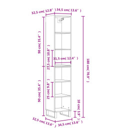 Buffet haut Blanc 34,5x32,5x180 cm Bois d'ingénierie