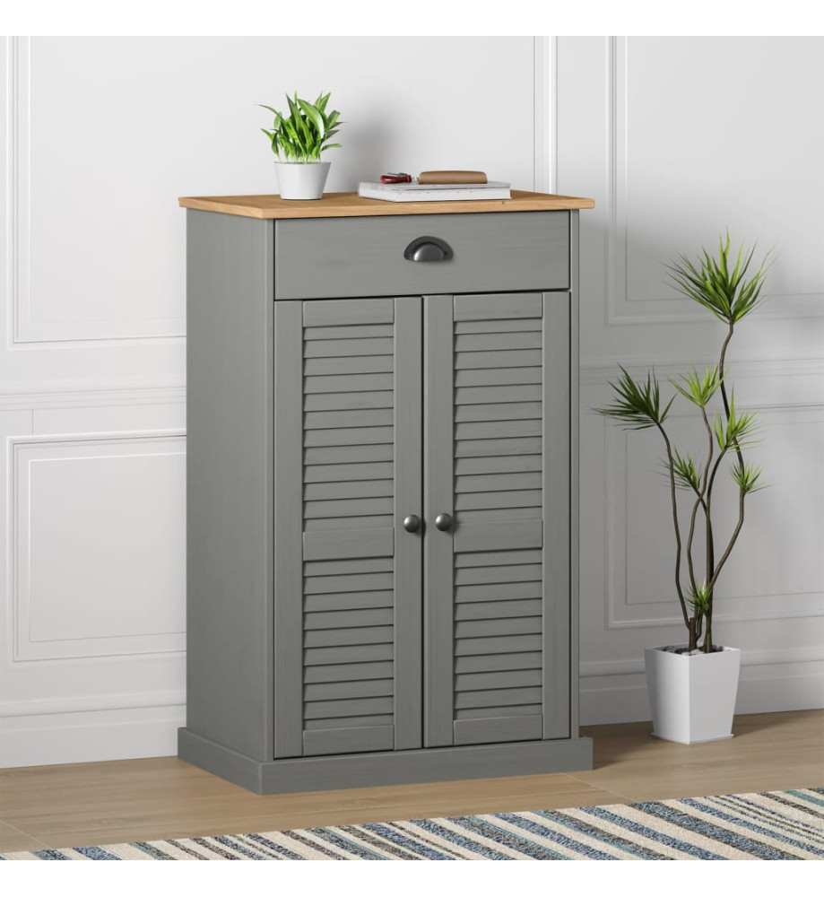 Armoire à chaussures VIGO gris 60x35x96 cm bois massif de pin