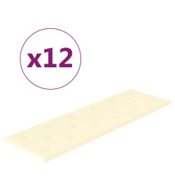 Panneaux muraux 12 pcs Crème 90x30 cm Similicuir 3,24 m²