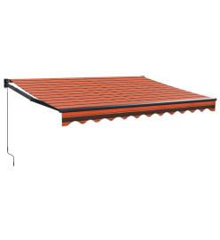 Auvent rétractable orange et marron 3x2,5 m tissu et aluminium