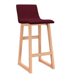 Tabourets de bar lot de 2 rouge bordeaux tissu