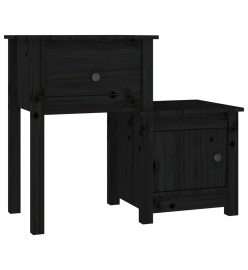 Tables de chevet 2 pcs Noir 79,5x38x65,5 cm Bois de pin massif