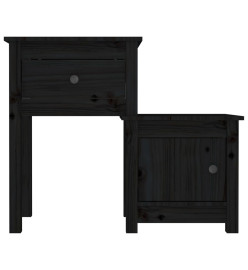 Tables de chevet 2 pcs Noir 79,5x38x65,5 cm Bois de pin massif