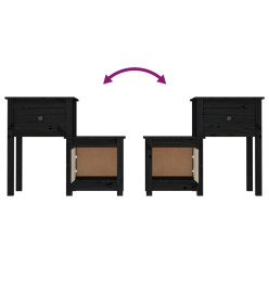 Tables de chevet 2 pcs Noir 79,5x38x65,5 cm Bois de pin massif