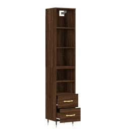 Buffet haut Chêne marron 34,5x34x180 cm Bois d'ingénierie