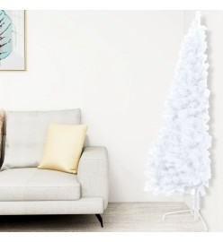 Sapin de Noël artificiel moitié avec support blanc 210 cm PVC