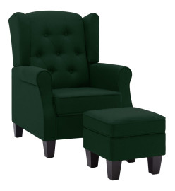 Fauteuil avec repose-pied Vert foncé Tissu