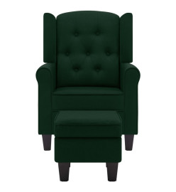 Fauteuil avec repose-pied Vert foncé Tissu