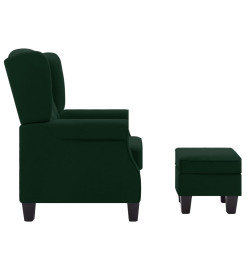 Fauteuil avec repose-pied Vert foncé Tissu