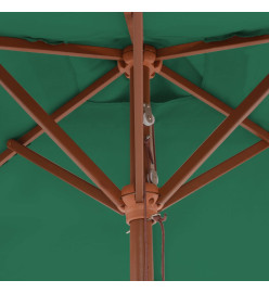 Parasol avec mât en bois 150 x 200 cm Vert