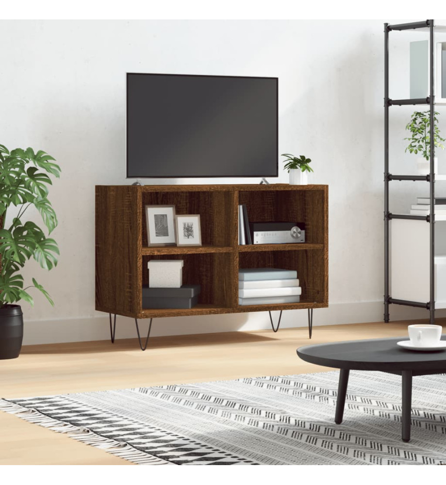 Meuble TV chêne marron 69,5 x 30 x 50 cm bois d'ingénierie