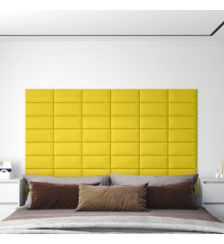 Panneaux muraux 12 pcs Jaune 30x15 cm Tissu 0,54 m²