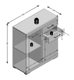 FMD Armoire avec 2 portes et 2 tiroirs 80x34,9x89,9 cm Béton et blanc