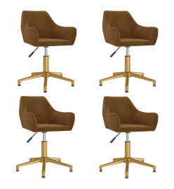 Chaises à dîner pivotantes 4 pcs Marron Velours