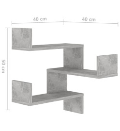 Étagère murale d'angle Gris béton 40x40x50 cm Aggloméré