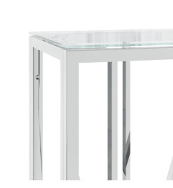 Table console 110x30x70 cm acier inoxydable et verre