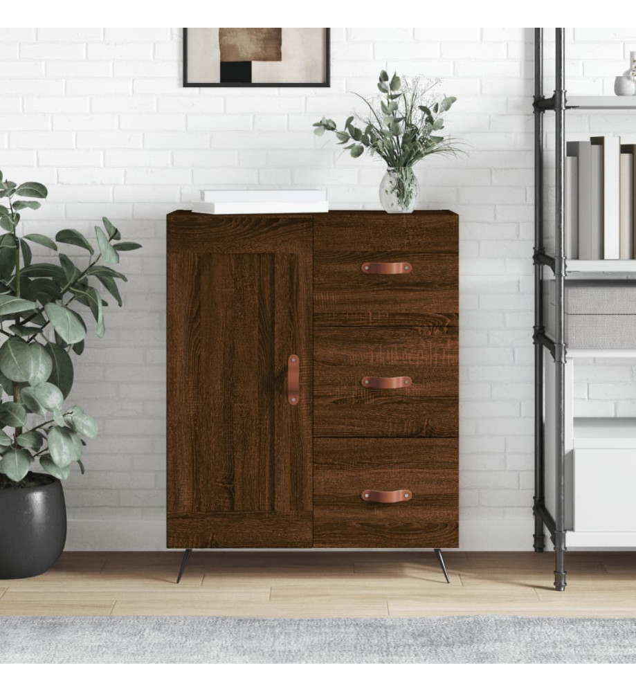 Buffet chêne marron 69,5x34x90 cm bois d'ingénierie