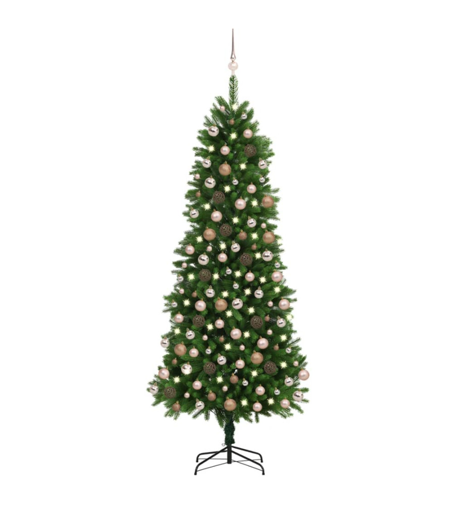 Arbre de Noël artificiel pré-éclairé et boules 240 cm vert