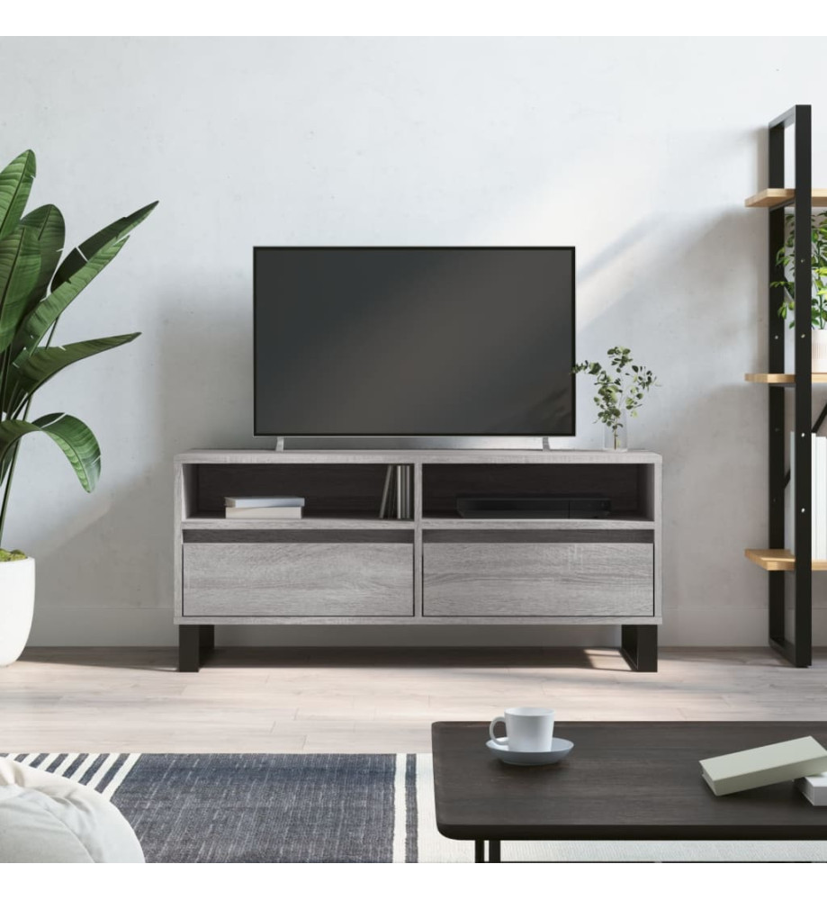 Meuble TV sonoma gris 100x34,5x44,5 cm bois d'ingénierie