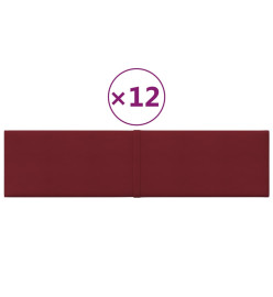 Panneaux muraux 12 pcs Rouge bordeaux 60x15 cm Tissu 1,08 m²