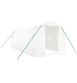 Serre avec cadre en acier blanc 12 m² 6x2x2 m