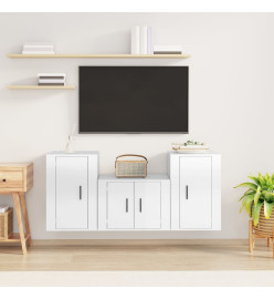 Ensemble de meubles TV 3 pcs Blanc brillant Bois d'ingénierie