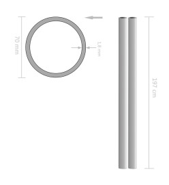 Tube rond Acier inoxydable 2 pcs V2A 2 m Ø70x1,8 mm