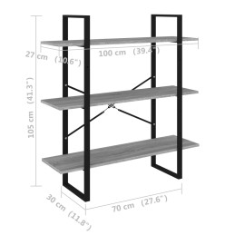 Bibliothèque Sonoma gris 100x30x105 cm Bois d'ingénierie