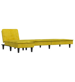 Canapé-lit en forme de L jaune 255x140x70 cm velours